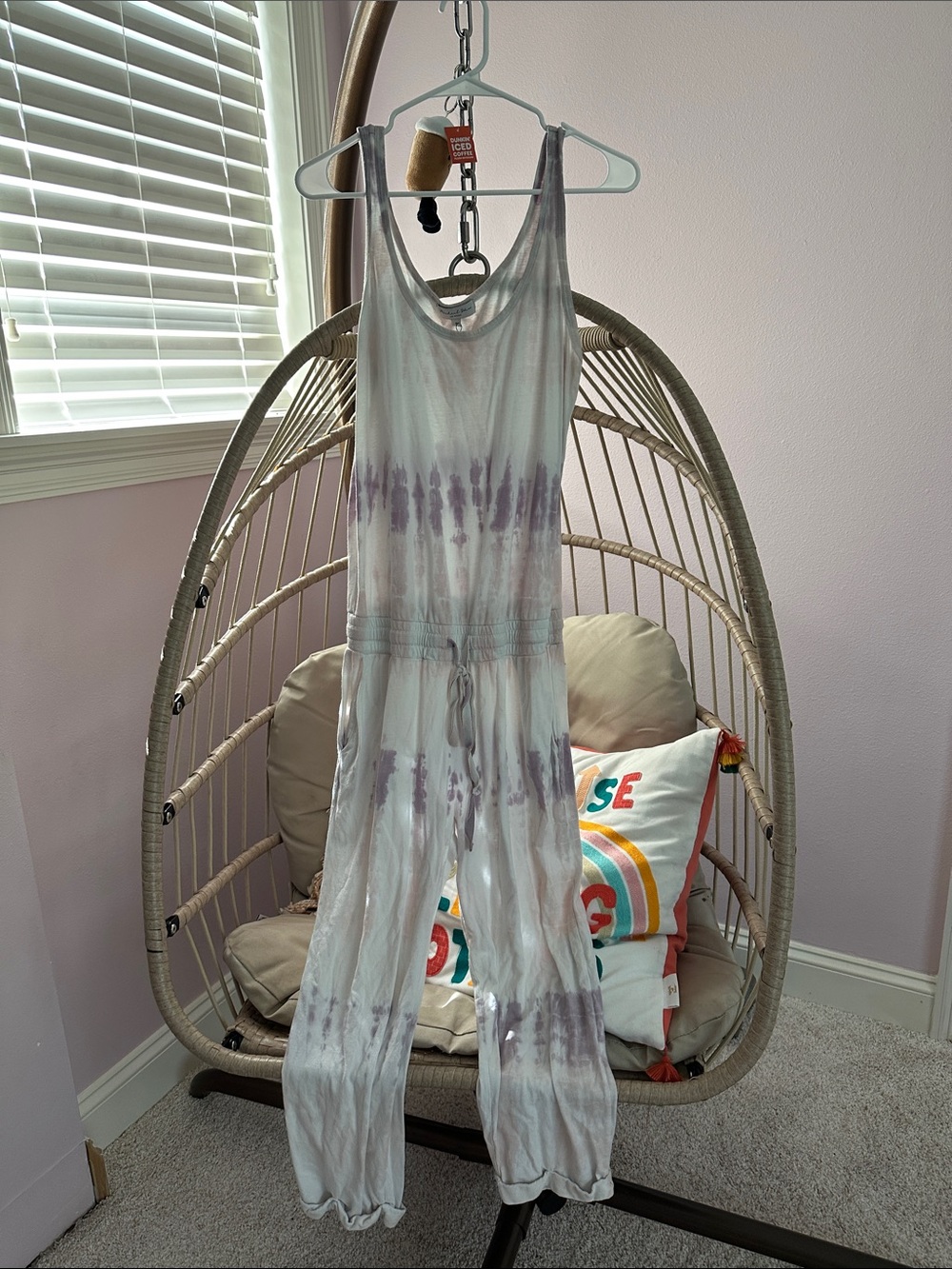Michael Stars Lavender & White Tie-Dye Scoop Neck Jumpsuit